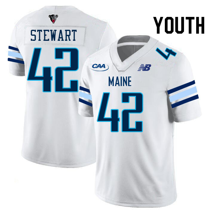 Youth #42 Abdul Stewart Maine Black Bears College Football Jerseys Stitched Sale-White